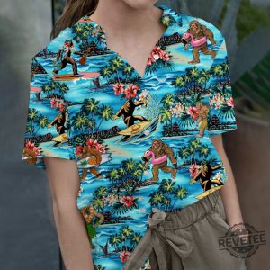 Bigfoot Hawaiian Shirts For Men Women Tropical Summer Aloha Casual Shirt revetee.com 3