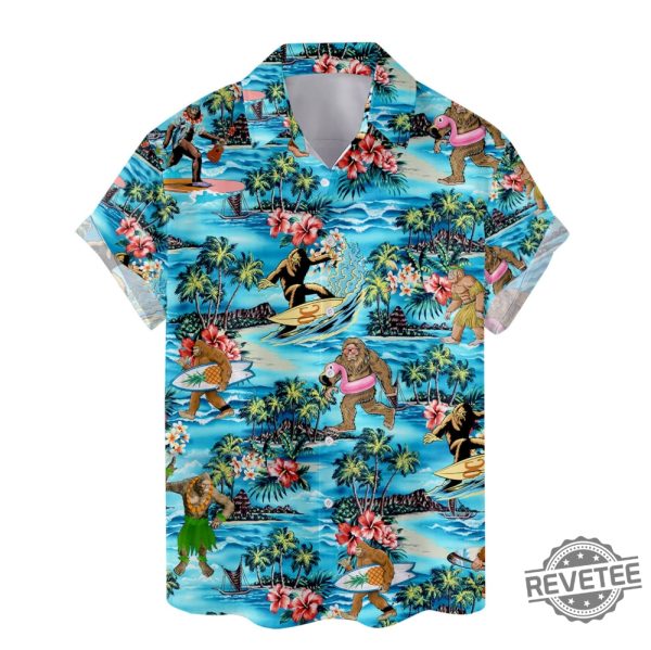 Bigfoot Hawaiian Shirts For Men Women Tropical Summer Aloha Casual Shirt revetee.com 5