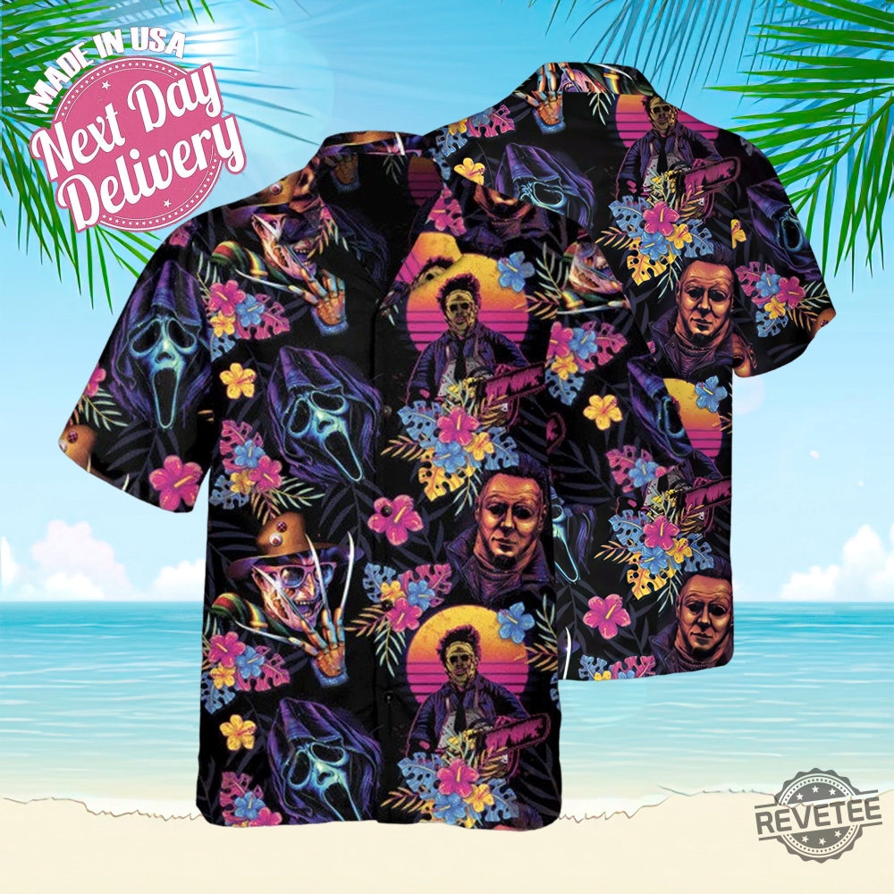 Horror Movie Retro Hawaiian Shirt Horror Movie Shirt Horror Character Summer Shirt