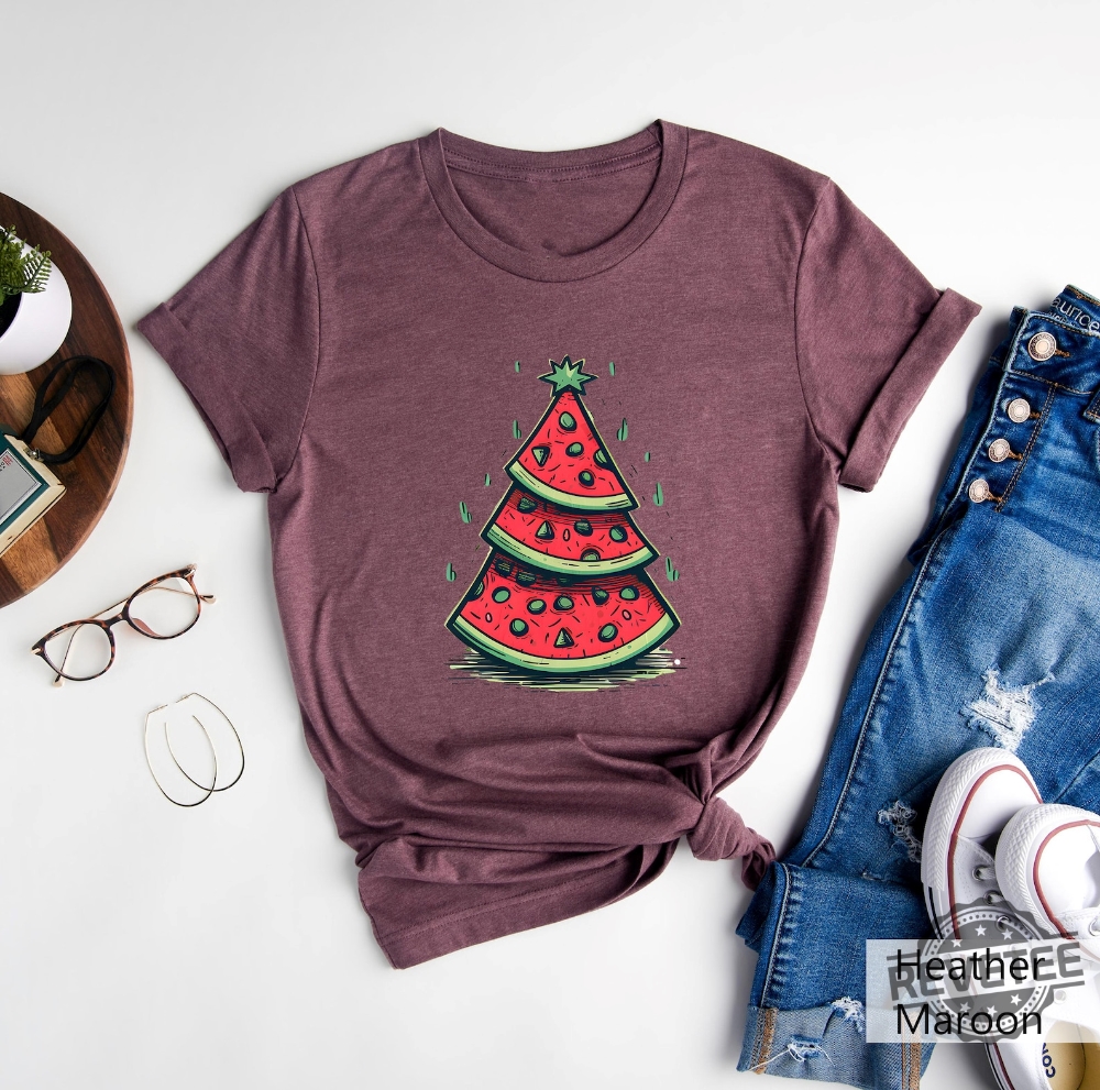 Christmas In July Shirt Watermelon Christmas Tree Shirt Christmas In Summer Shirt