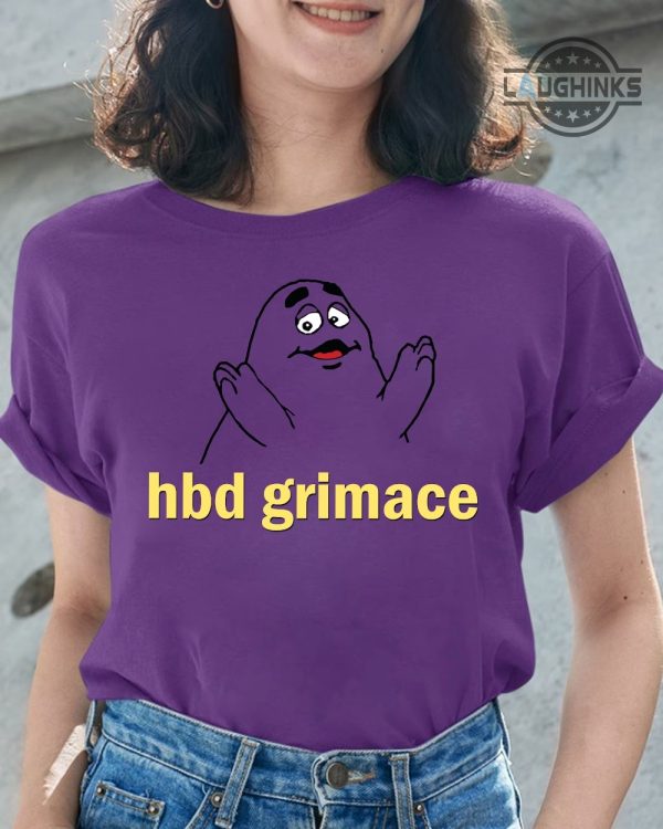 hbd grimace shirts for sale grimace mcdonalds shirt hbd grimace birthday shirt grimace shake laughinks.com 1