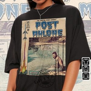 Post Malone Rapper Comic 90S Vintage Book Art Austin Album Tour Concert Ticket 2023 Shirt giftyzy.com 3