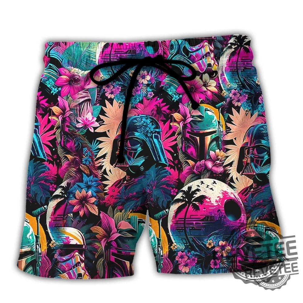 Star Wars Synthwave Darth Vader Beach 3D Short For Men Women Star War Hawaiian Shirt