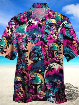 Star Wars Synthwave Darth Vader Beach 3D Short For Men Women Star War Hawaiian Shirt revetee.com 2