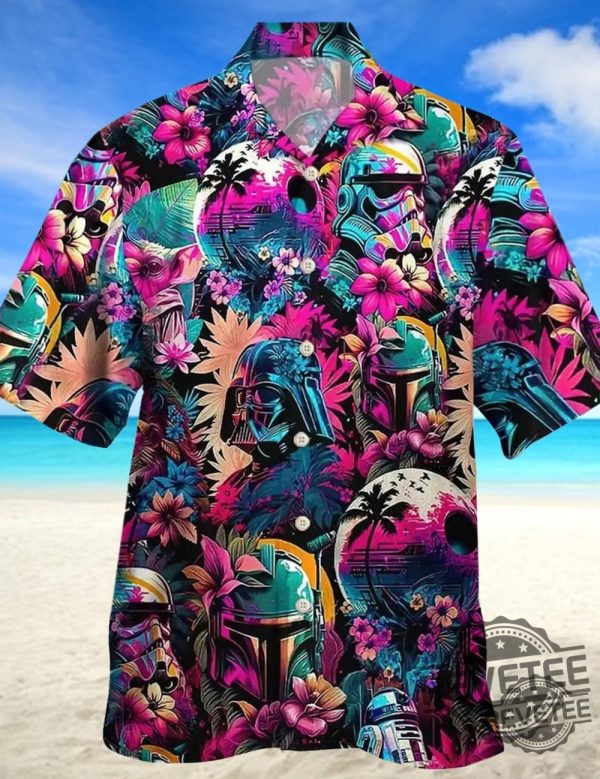 Star Wars Synthwave Darth Vader Beach 3D Short For Men Women Star War Hawaiian Shirt revetee.com 2