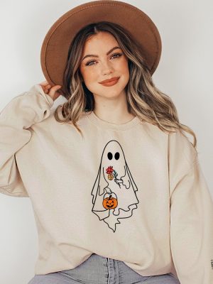 Vintage Halloween Sweatshirt Ghost Halloween Shirt For Women Fall Shirt revetee.com 3