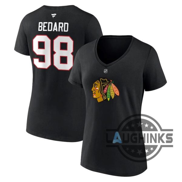 connor bedard shirt blackhawks mens womens chicago blackhawks 2023 nhl custom player name and number laughinks.com 4