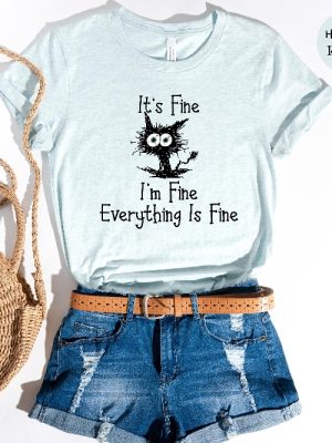 Its Fine Im Fine Everything Is Fine Shirt Funny Cat Lover Shirt Gift For Her Gift For Him revetee.com 2