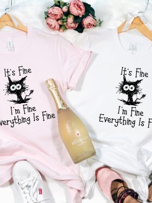 Its Fine Im Fine Everything Is Fine Shirt Funny Cat Lover Shirt Gift For Her Gift For Him revetee.com 7