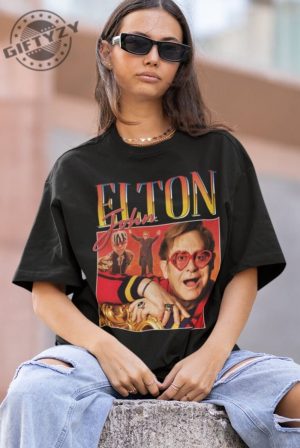 Elton John Vintage Homage 90S 80S Music Icon Musician Top Shirt Tee Hoodie Sweatshirt Mug giftyzy.com 3