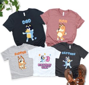 personalized bluey shirts bluey family birthday shirts girl boy dad mom adults kids bluey family shirts laughinks.com 1