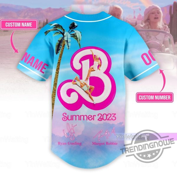Custom Name Barbie Baseball Jersey Shirt Barbie Movie 2023 Jersey trendingnowe.com 1