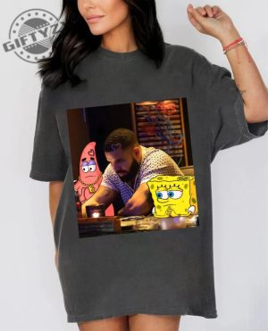 Rapper Drake Spongebob Patrick Star Meme Funny Vintage Tshirt Hoodie Sweatshirt Mug giftyzy.com 3