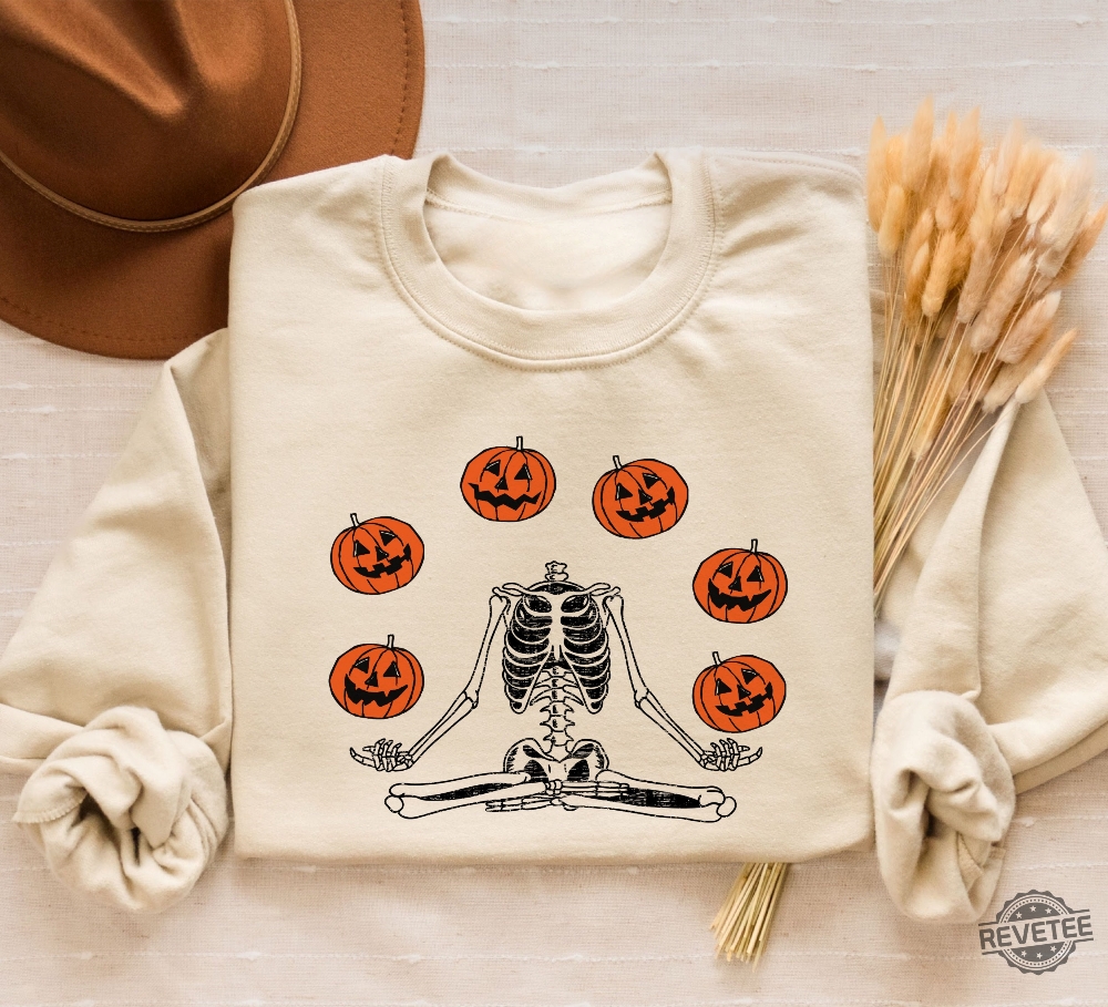 Pumpkin Halloween Hoodie Sweatshirt Skeleton Halloween Pumpkin Unisex Shirt