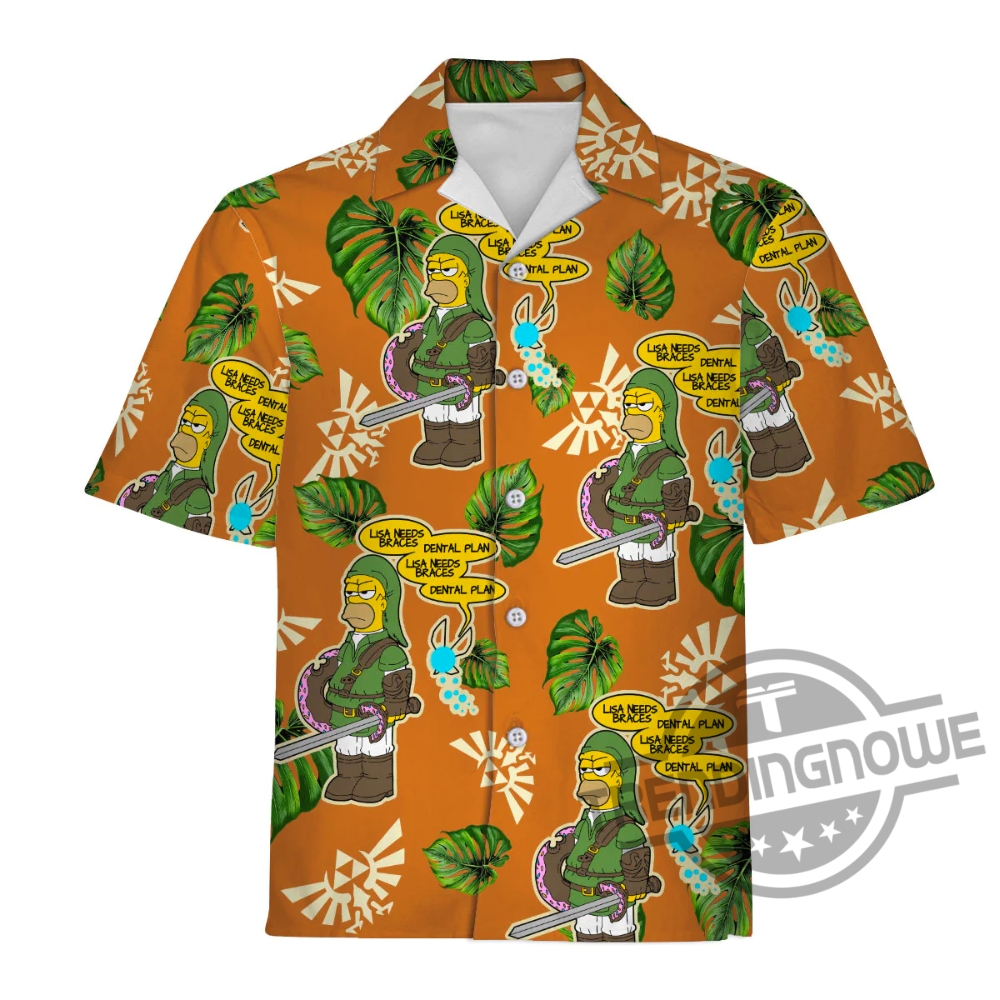 The Simpsons Hawaiian Shirt Lisa Needs Braces Dental Plan Shirt The Legend of Zelda Hawaiian Shirt trendingnowe.com 1