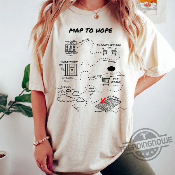 NF Rapper Map To Hope Shirt Hope Album Shirt NF Hope Shirt NF Tour Shirt Rapper Fan Shirt 2023 Concert Shirt For Fan trendingnowe.com 1