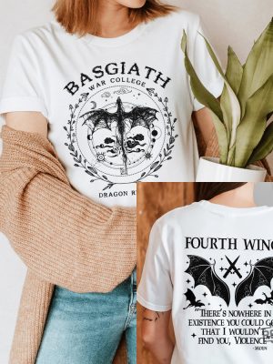 Fourth Wing T Shirt Vintage Basgiath War College 2 Sides Shirt Fourth Wing Tshirt Dragon Rider The Empyrean Series revetee.com 2