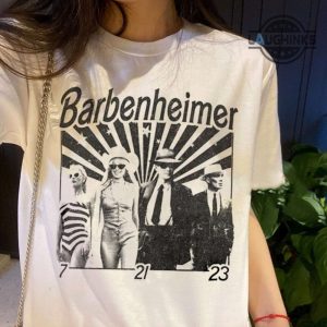 black and white barbenheimer shirt barbie oppenheimer shirt retro barbenheimer t shirt vintage i survived barbenheimer shirt barbie heimer meme laughinks.com 3