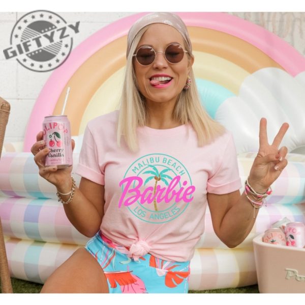 Malibu Beach Pink Barbie Los Angeles Barbie Movie 2023 Oppenheimer Barbenheimer Shirt giftyzy.com 2