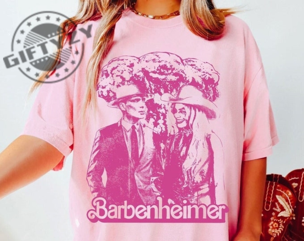 Retro Barbenheimer Shirt Barbie Movie 2023 Barb Collab Oppenheimer Shirt