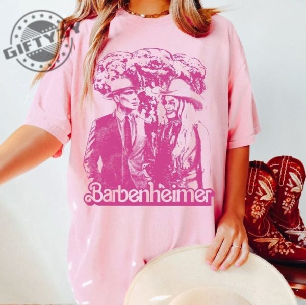 Retro Barbenheimer Shirt Barbie Movie 2023 Barb Collab Oppenheimer Shirt giftyzy.com 2