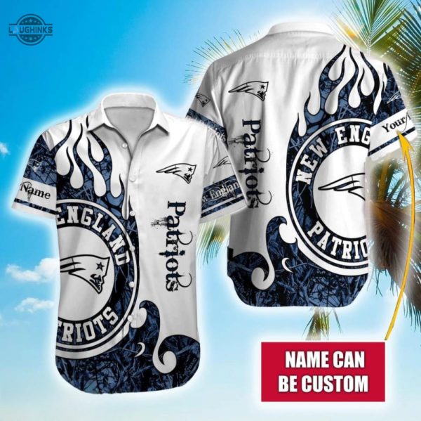 personalized nfl new england patriots hawaiian shirt and shorts custom name hawaiian shirts aloha shirts laughinks.com 1