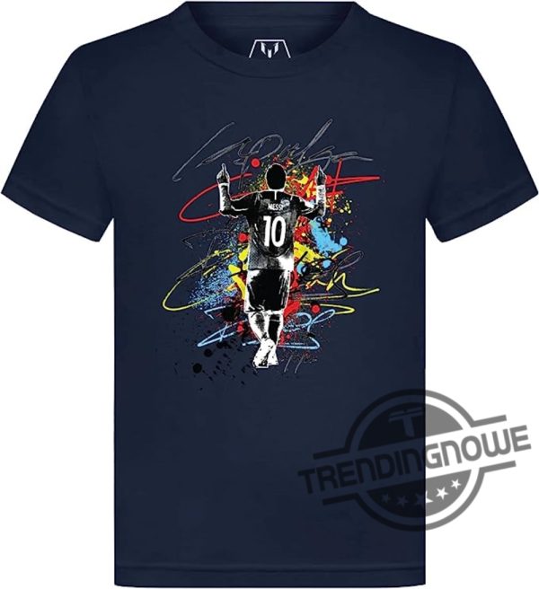 Messi La Pulga Paint Splash Graphic Shirt La Pulga Lionel MessI 2023 Shirt Inter Miami Messi Shirt M10 Lionel Messi White Shirt For Men Women Kids trendingnowe.com 1