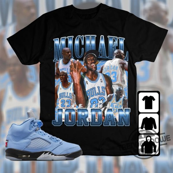 Jordan 5 University Blue Shirt Sweatshirt Hoodie The GOAT MJ Shirt To Match Sneaker 5s University Blue Shirt trendingnowe.com 1