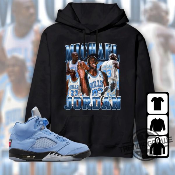 Jordan 5 University Blue Shirt Sweatshirt Hoodie The GOAT MJ Shirt To Match Sneaker 5s University Blue Shirt trendingnowe.com 3