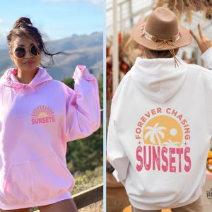 Forever Chasing Sunsets Hoodie Retro Beach Shirt Tropical Shirt Retro Summer Shirt Aesthetic Summer Tshirt revetee.com 2