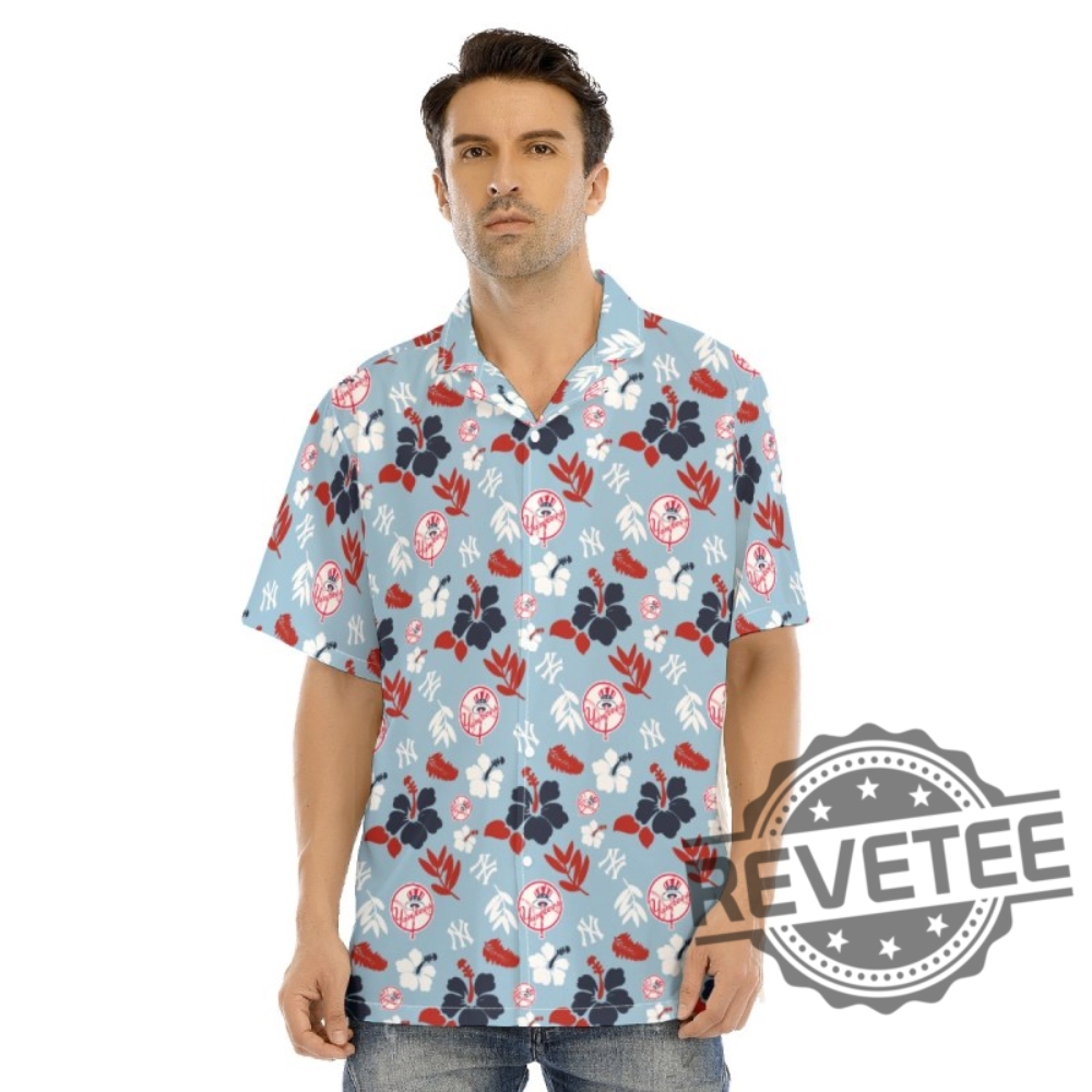 New York Yankees Baseball Pattern Vintage Hawaiian Shirt Custom Name