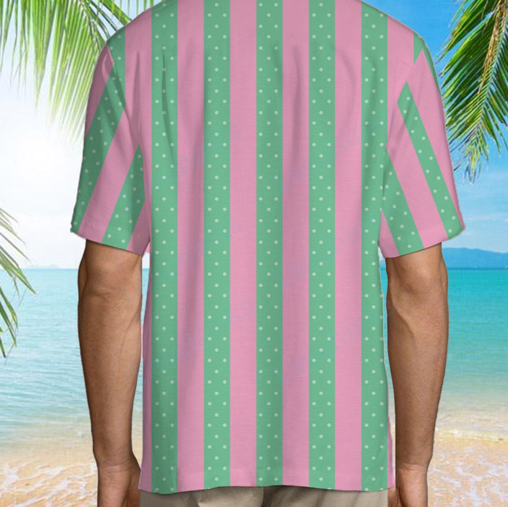 Barbie Movie Beach Men's Ken Costume Shirt and shorts Adult pink aqua  striped