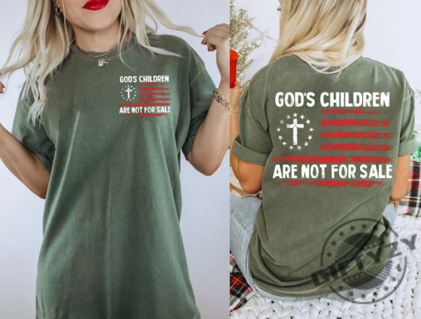 Gods Children Are Not For Sale End Human Trafficking Shirt Christian Usa Flag Human Rights Sound Of Freedom Shirt giftyzy.com 1