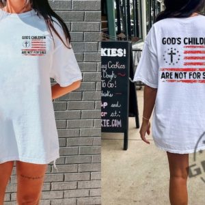 Gods Children Are Not For Sale End Human Trafficking Shirt Christian Usa Flag Human Rights Sound Of Freedom Shirt giftyzy.com 2