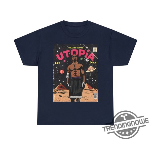 Travis Scott Utopia Shirt Comic Style Art Pyramids Travis Concert Shirt Utopia Album Shirt 2023 Vintage Comic Style Shirt trendingnowe.com 1