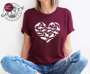 Funny Shark Shirt Heart Graphic Tees Oceans Red Cross Shark Week Shirt giftyzy.com 4