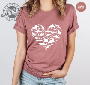 Funny Shark Shirt Heart Graphic Tees Oceans Red Cross Shark Week Shirt giftyzy.com 5