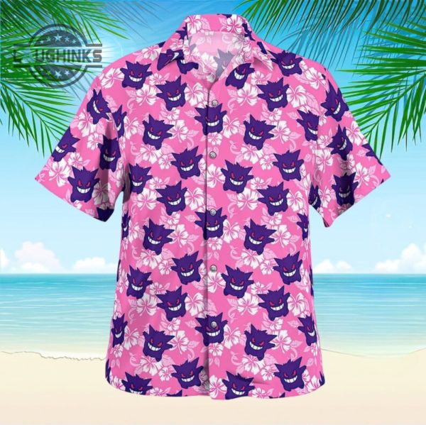 pokemon hawaiian shirt gengar shirt purple pokemon gengar hawaiian shirt ghost pokemon hawaiian shorts pokemon button up shirt pokemon shirts for adults gengar button up shirt laughinks.com 3