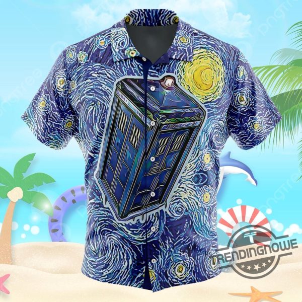 Tardis Starry Night Doctor Who Hawaiian Shirt trendingnowe.com 1