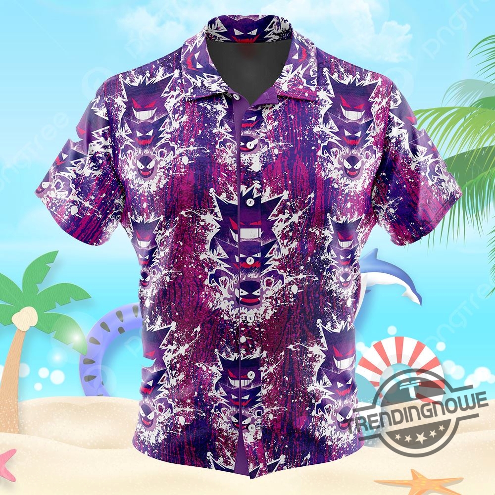 Gengar Shirt Men Fashion Hawaiian Shirt Summer Oversized Short