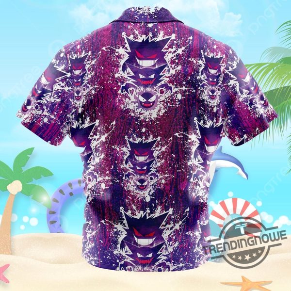 Ghostly Evolution Ghastly Haunter Gengar Pokemon Hawaiian Shirt trendingnowe.com 2