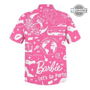 barbie hawaiian shirt come on barbie lets go party barbie shirt design barbie button up shirt pink hawaiian shirt and shorts hawaiian barbie outfit pink barbie shirt barbie movie shirt laughinks.com 2