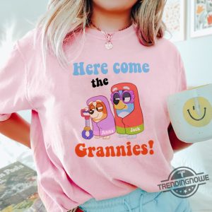 Bluey Here Come The Grannies Shirt Custom Name Bluey Shirt trendingnowe.com 2