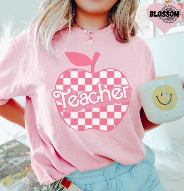 Checkered Teacher Shirt For Kindergarten Teacher Teacher Barbie Shirt Barbenheimer T Shirt Barbiheimer Barbinhimer Barbie Heimer Barbenheimer Poster Barbihimer Barbinhiemer New revetee.com 1