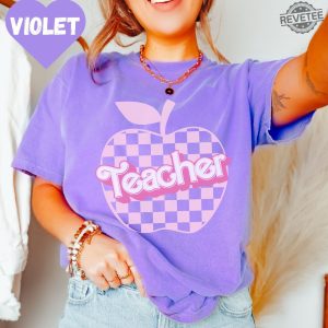 Checkered Teacher Shirt For Kindergarten Teacher Teacher Barbie Shirt Barbenheimer T Shirt Barbiheimer Barbinhimer Barbie Heimer Barbenheimer Poster Barbihimer Barbinhiemer New revetee.com 3