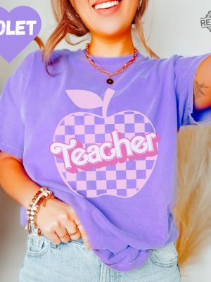 Checkered Teacher Shirt For Kindergarten Teacher Teacher Barbie Shirt Barbenheimer T Shirt Barbiheimer Barbinhimer Barbie Heimer Barbenheimer Poster Barbihimer Barbinhiemer New revetee.com 3