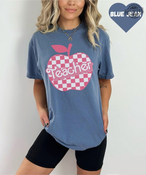 Checkered Teacher Shirt For Kindergarten Teacher Teacher Barbie Shirt Barbenheimer T Shirt Barbiheimer Barbinhimer Barbie Heimer Barbenheimer Poster Barbihimer Barbinhiemer New revetee.com 5