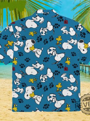 Snoopy And Woodstock Hawaiian Shirt Snoopy Hawaiian Shirt Snoopy Christmas Shirt Womens New revetee.com 2