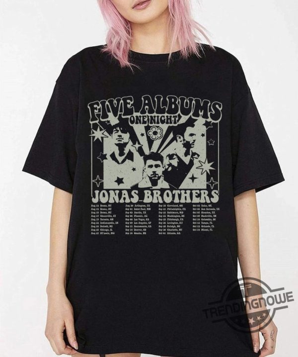 Jonas Brother Shirt Vintage Jonas Brother T Shirt Jonas Five Albums One Night Tour Shirt Jonas Brothers 2023 Tour Shirt Jonas 90s Tee trendingnowe.com 1