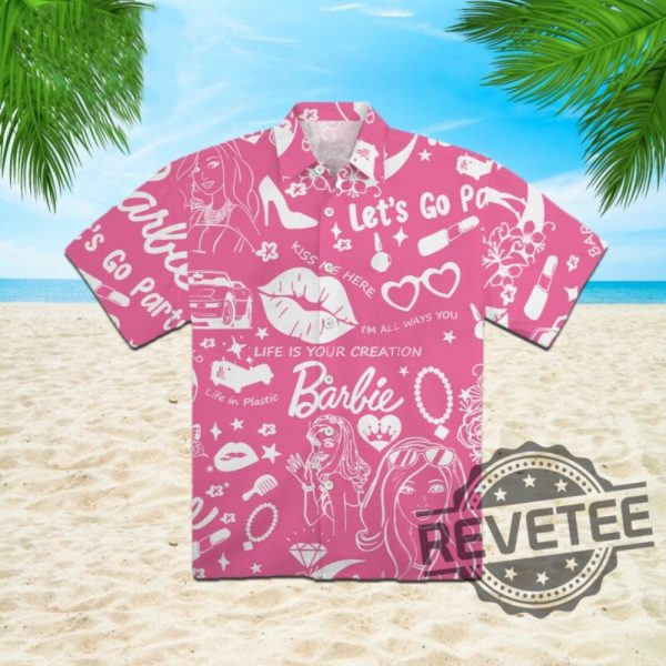 Come On Barbie Lets Go Party Barbie Hawaiian Shirt Cmon Barbie Lets Go Party Shirt Barbenheimer T Shirt Barbiheimer Barbinhimer Barbie Heimer New revetee.com 2